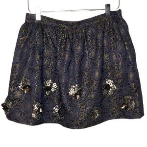 Zara Basics navy embellished full mini skirt size medium